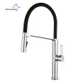 Aquacubic Chrome long neck upc Single-Handle Kitchen Faucet With flexible kitchen hose